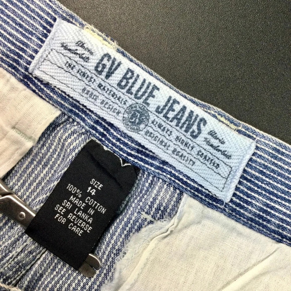 Vintage Women's GV pinstriped Blue high waisted Jeans Shorts, Size M,L Blue‎ - Picture 7 of 10